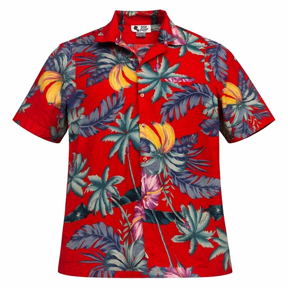 Hilo Hattie Other - Vintage Hilo Hattie Hawaii Red Tropical Hawaiian Shirt Mens L Cotton